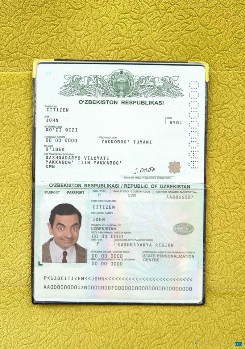 Download Uzbekistan pass photo look Photoshop template